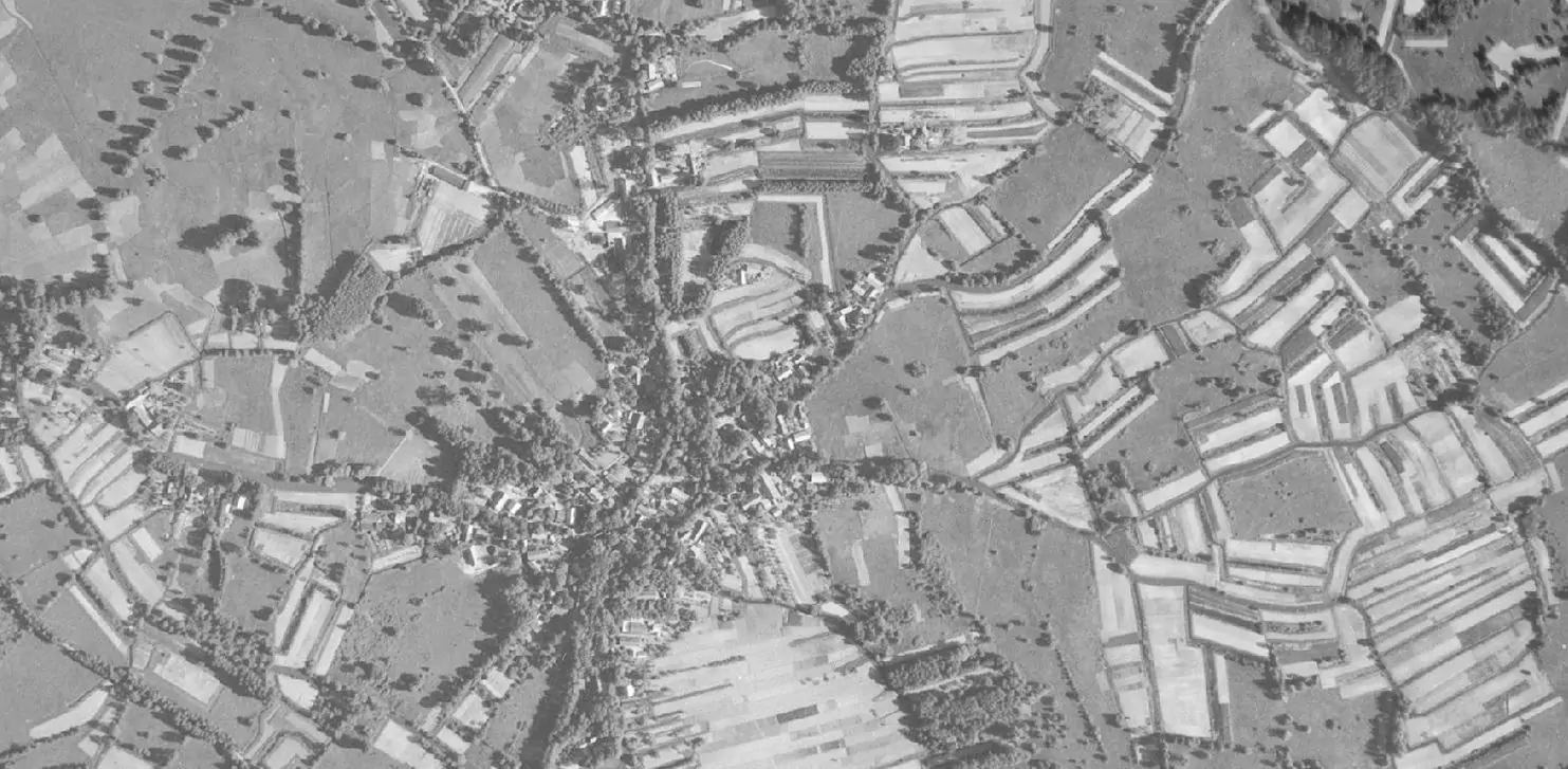 Luftbildaufnahme von Lehde aus dem Jahr 1953